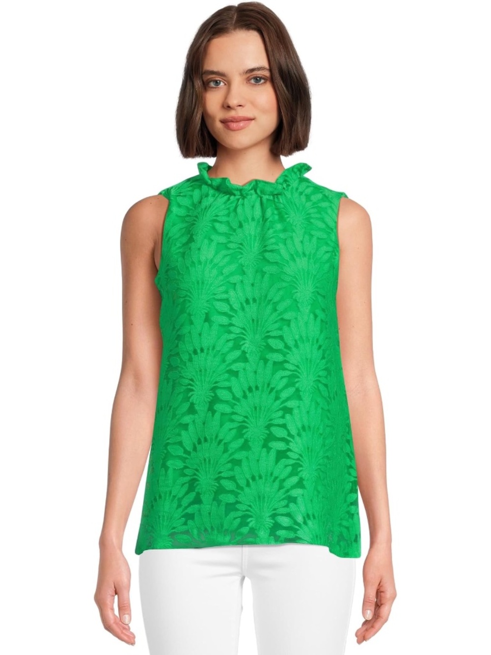 Lilly Pulitzer NWT Tolya Top Fauna Green Stacked Palm Burnout Size 16